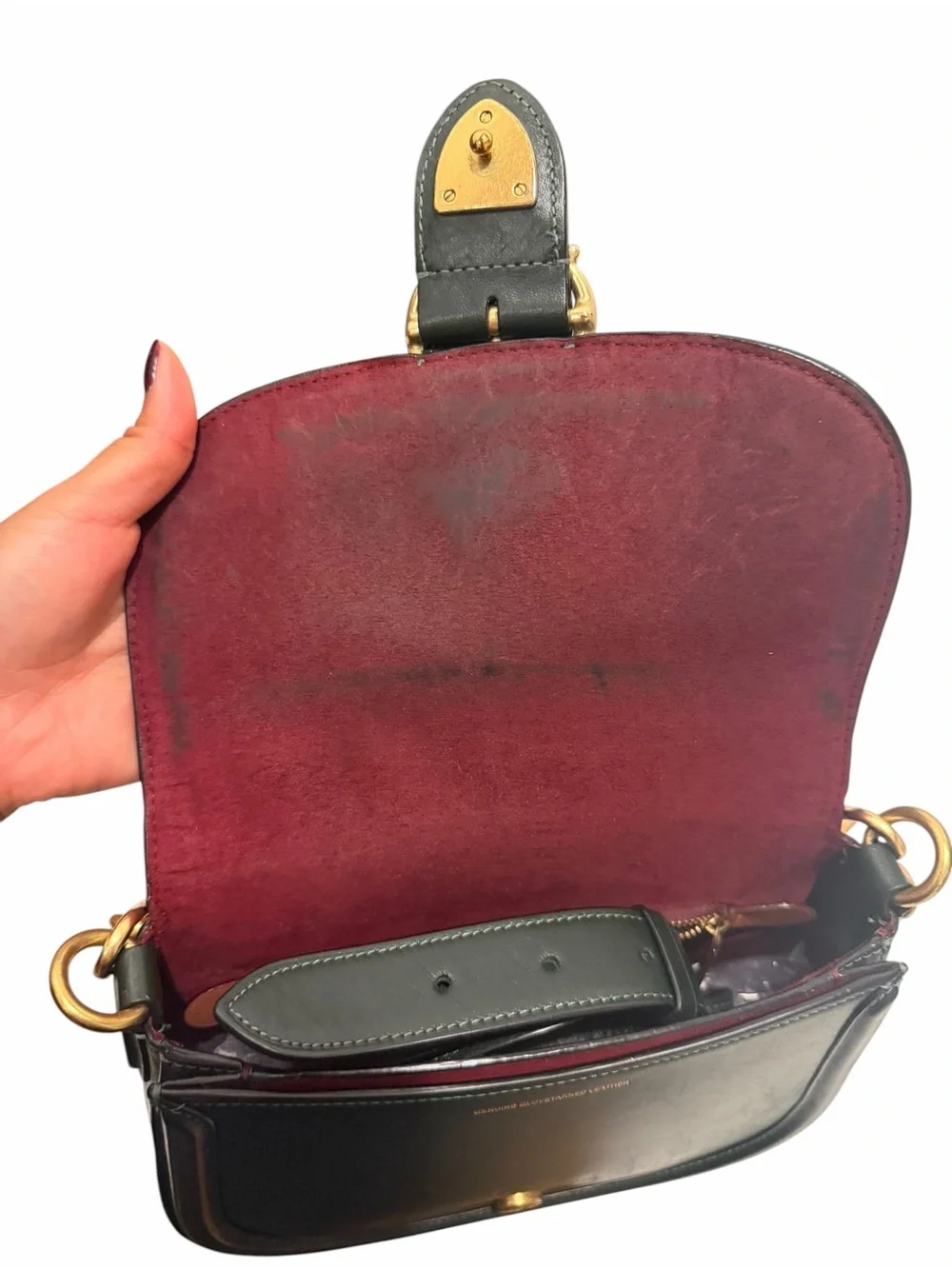 COACH Forest Green Saddle Crossbody Bag with Gold Hardware